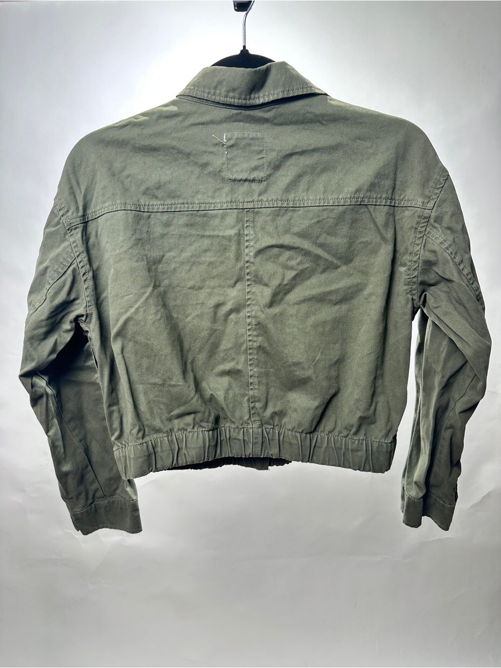 Olive Green Cropped Utility Jacket - Picture 2 of 2
